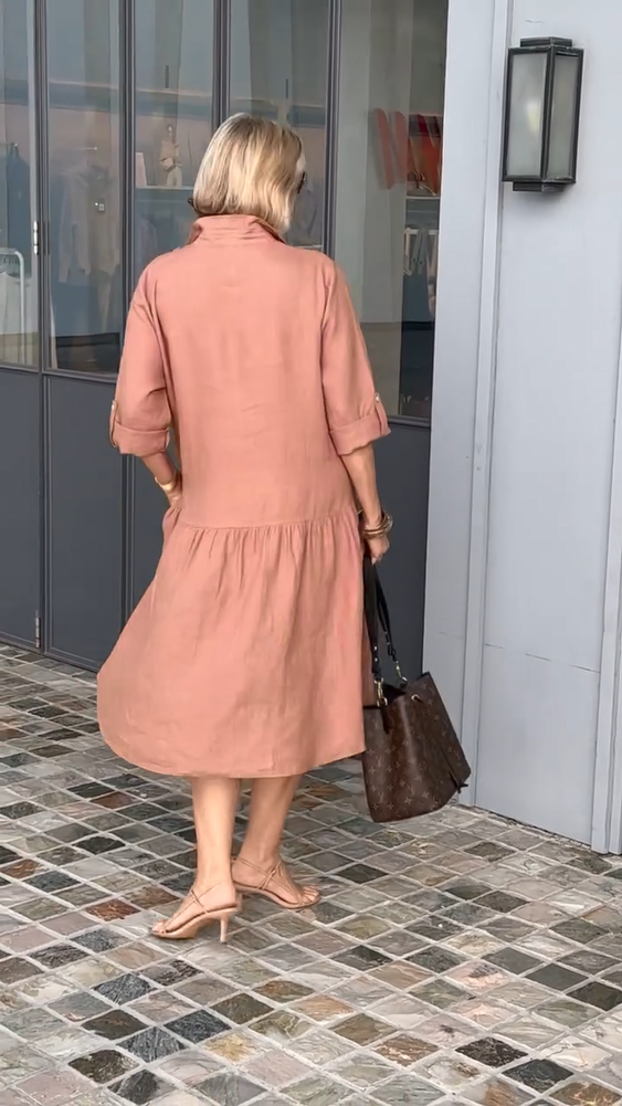 Angela™ - Robe décontractée en lin et coton