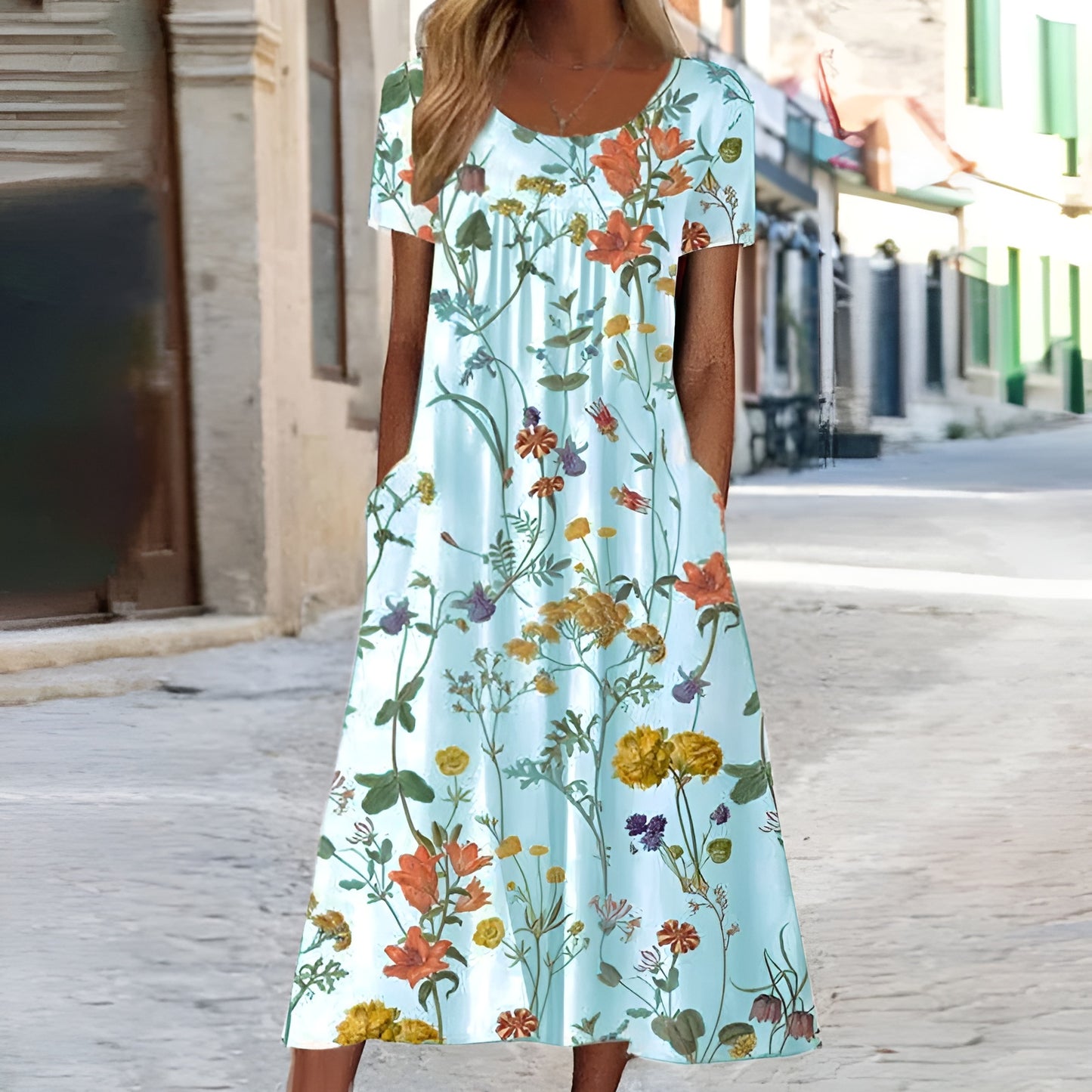 Anouk™ - Robe florale avec protection du ventre